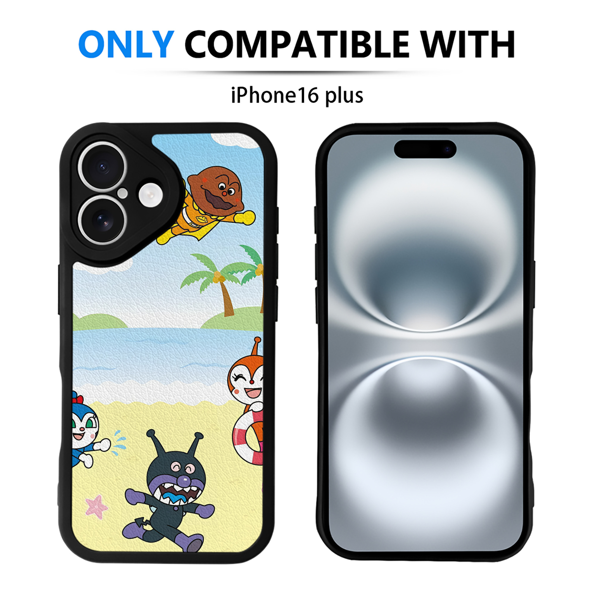 （画像用） アンパンマン Anpanman 【iPhone 16シリーズ対応】シリコンスマホケース（レザー調） 材質：シリコン